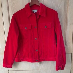 The Territory Ahead Red Velveteen Jean Jacket